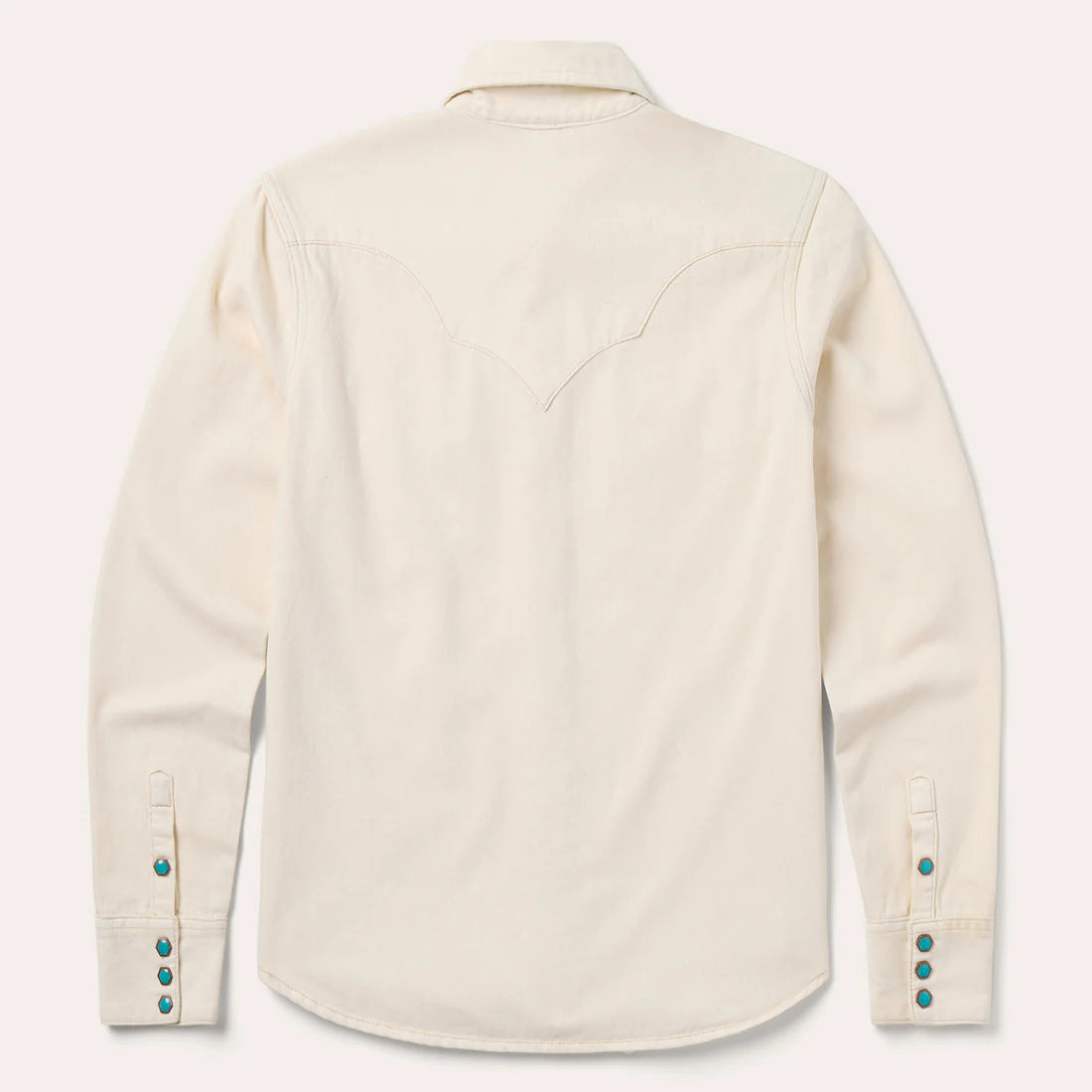 Stetson Women's L/S Turquoise Snap Western Denim Snap Shirt in Cream