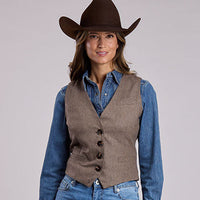 Stetson Women's Herringbone Tweed Vest in Brown