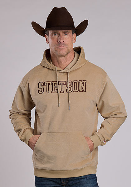 Stetson Unisex Embroidered Block Letter Hoodie in Khaki