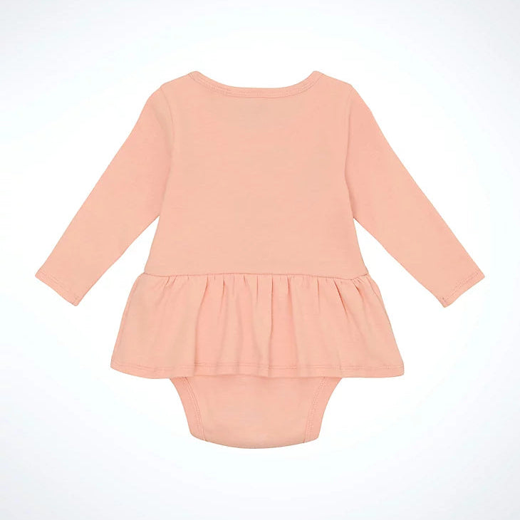 Wrangler Baby Girl's L/S Steer Head Skirted Bodysuit in Pink