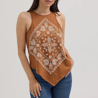 Wrangler Retro Women's Bandana Diamond Front Tank in Sienna Brown