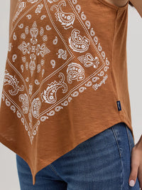 Wrangler Retro Women's Bandana Diamond Front Tank in Sienna Brown