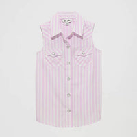 Wrangler Girl's Sleeveless Striped Western Snap Tank in Purple