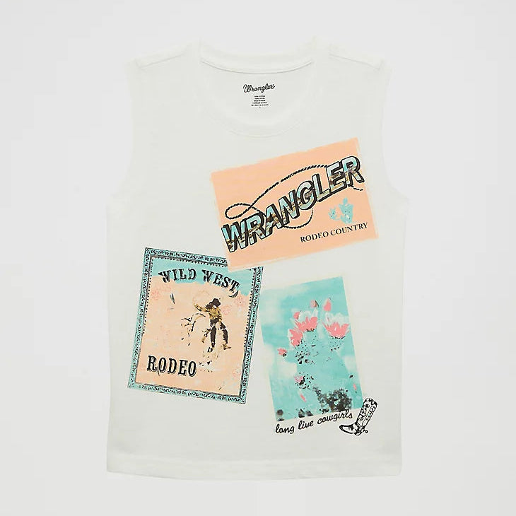 Wrangler Girl's Western Graphic Tank Top in White