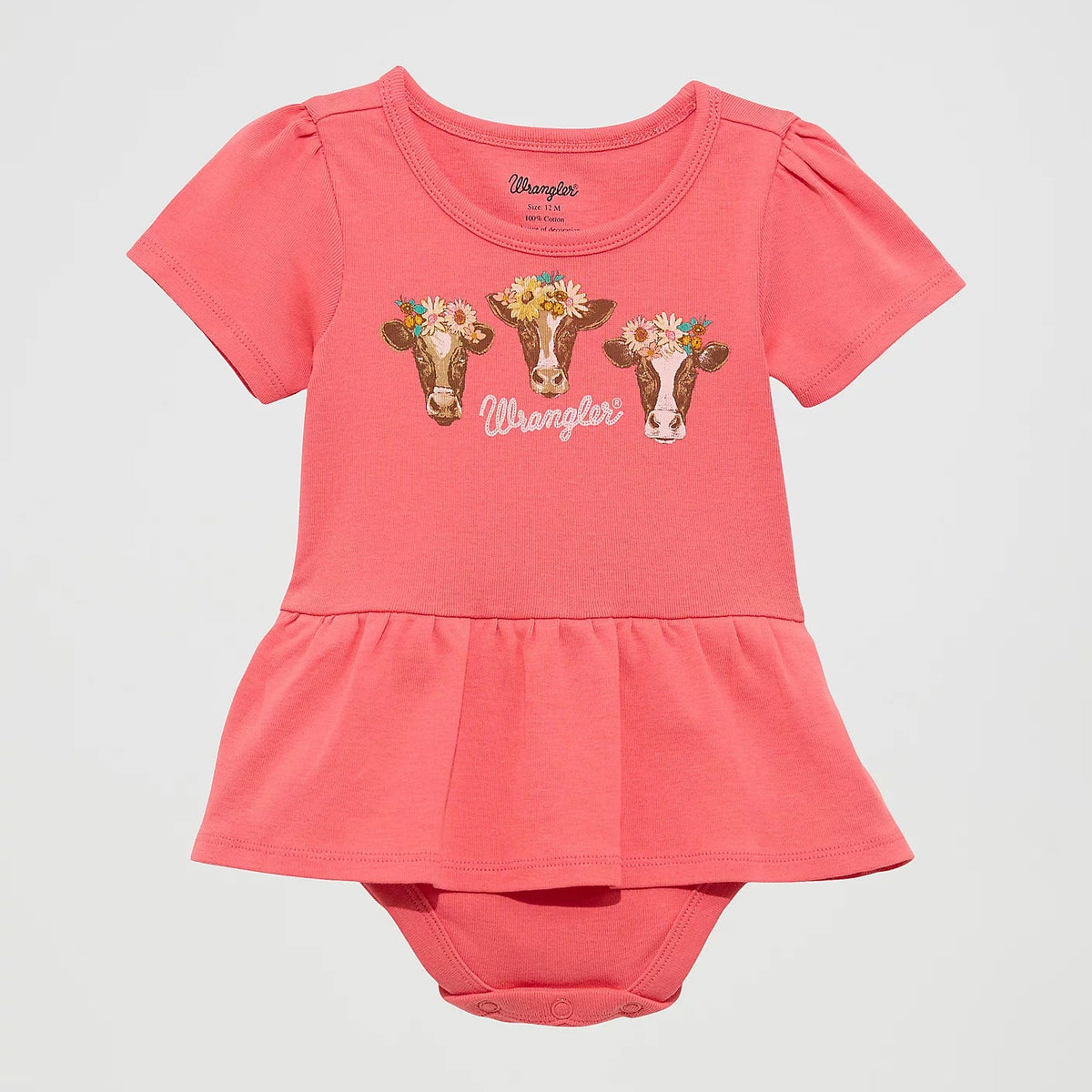 Wrangler Baby Girl's S/S Cow Graphic Bodysuit in Red