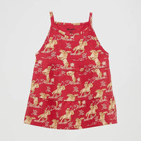 Wrangler Girl's Cowgirl Tiered Knit Tank Top in Red Horse