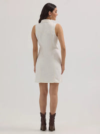 Wrangler Retro Women's Sleeveless Western Snap Shift Dress in White