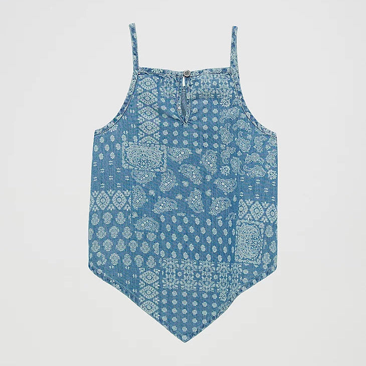 Wrangler Girl's Hankerchief Hem Trapeze Tank in Denim