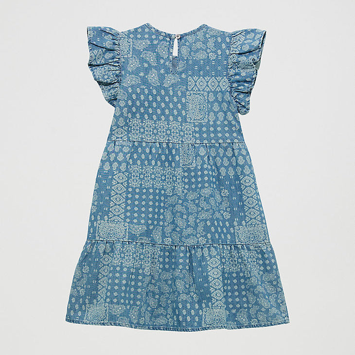 Wrangler Girl's Ruffled Sleeve Denim Dress