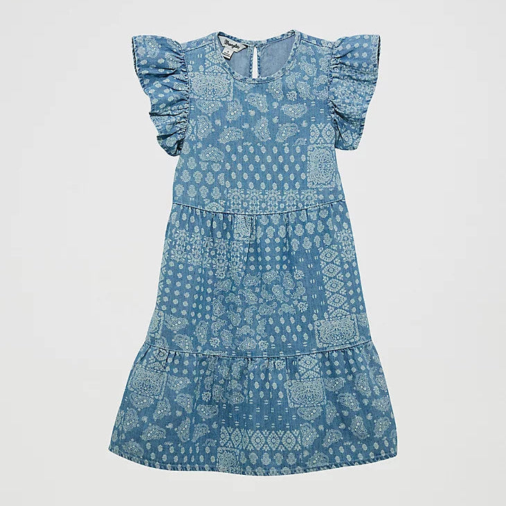 Wrangler Girl's Ruffled Sleeve Denim Dress