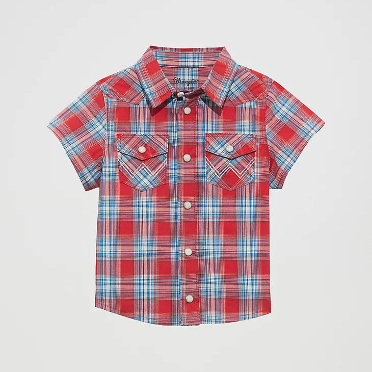 Wrangler Baby & Toddler Boy's S/S  Western Snap Shirt in Cherry Red