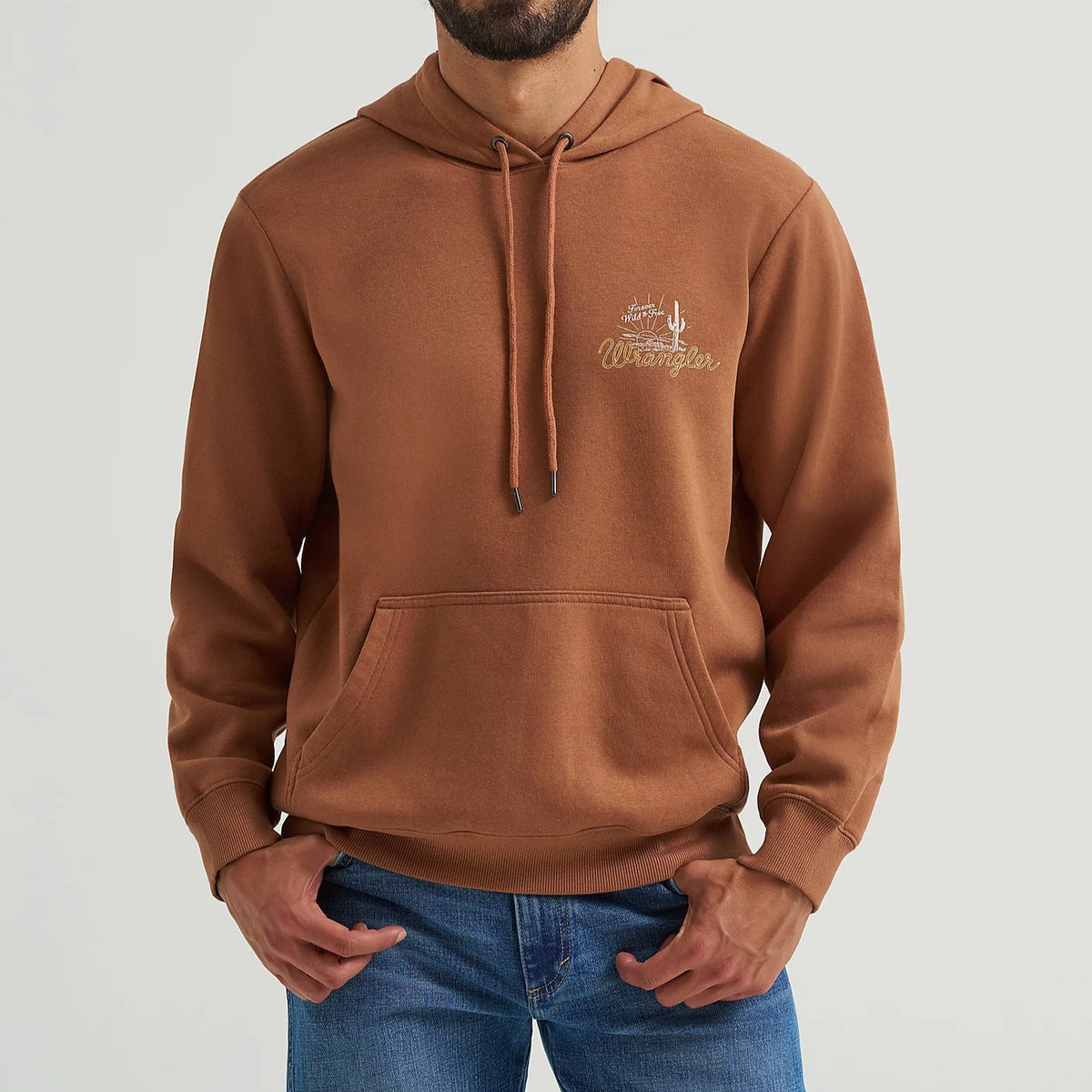 Wrangler Men's Desert Graphic Logo Pullover Hoodie in Rawhide