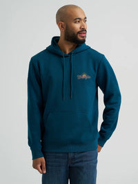 Wrangler Men's Desert Graphic Logo Pullover Hoodie in Reflecting Pond