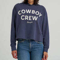 Wrangler Retro Women's Cowboy Crew Cropped Hoodie in Odyssey Grey