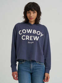 Wrangler Retro Women's Cowboy Crew Cropped Hoodie in Odyssey Grey
