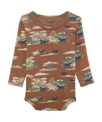 Wrangler Baby Boy's L/S Desert Print Bodysuit in Brown