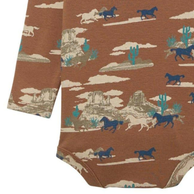 Wrangler Baby Boy's L/S Desert Print Bodysuit in Brown
