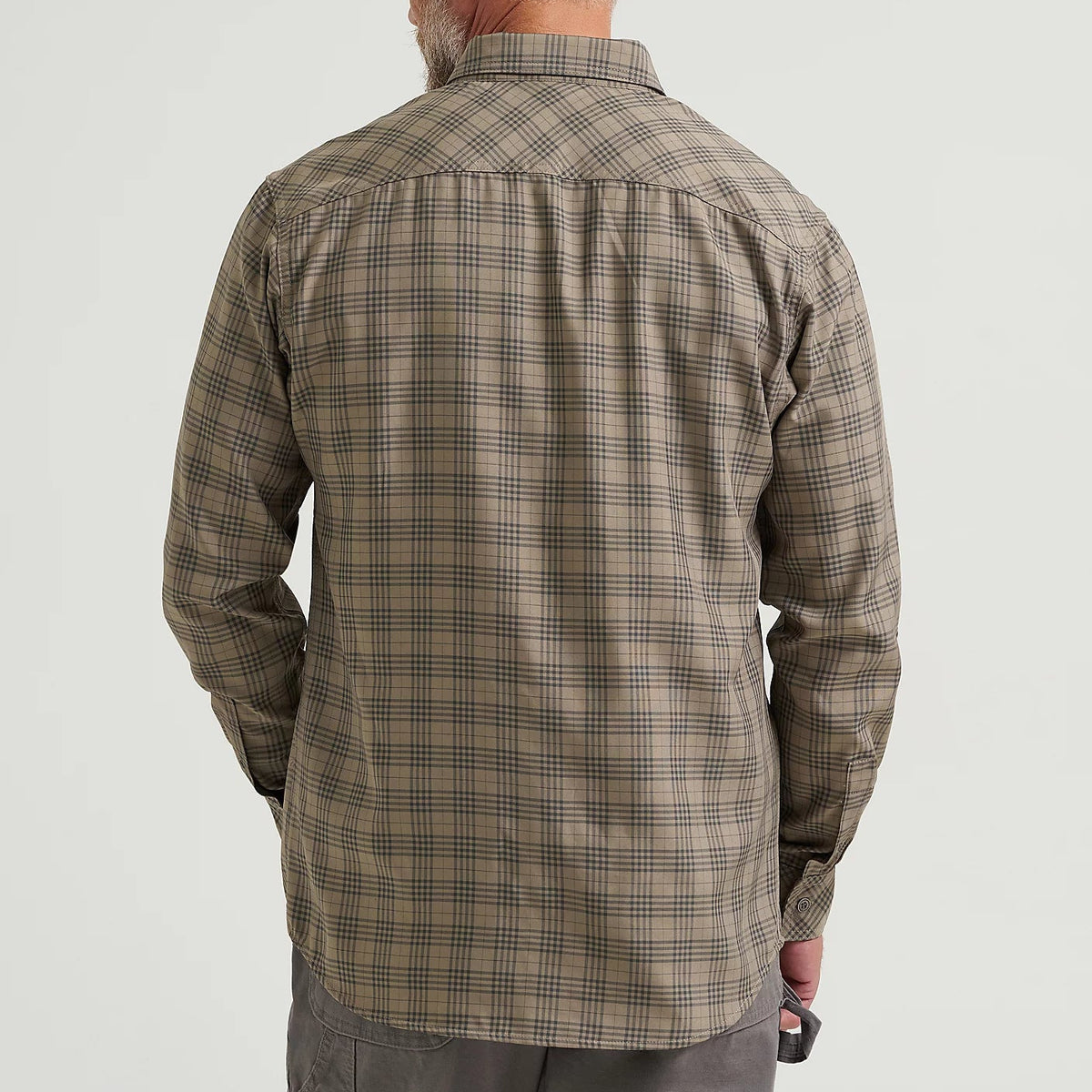 Wrangler Men's Riggs Workwear L/S Technical Work Shirt in Dark Khaki Plaid (Available in Plus Sizes)