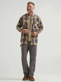Wrangler Men's Riggs Workwear L/S Flannel Foreman Plaid Shirt in Asphalt (Available in Plus Sizes)