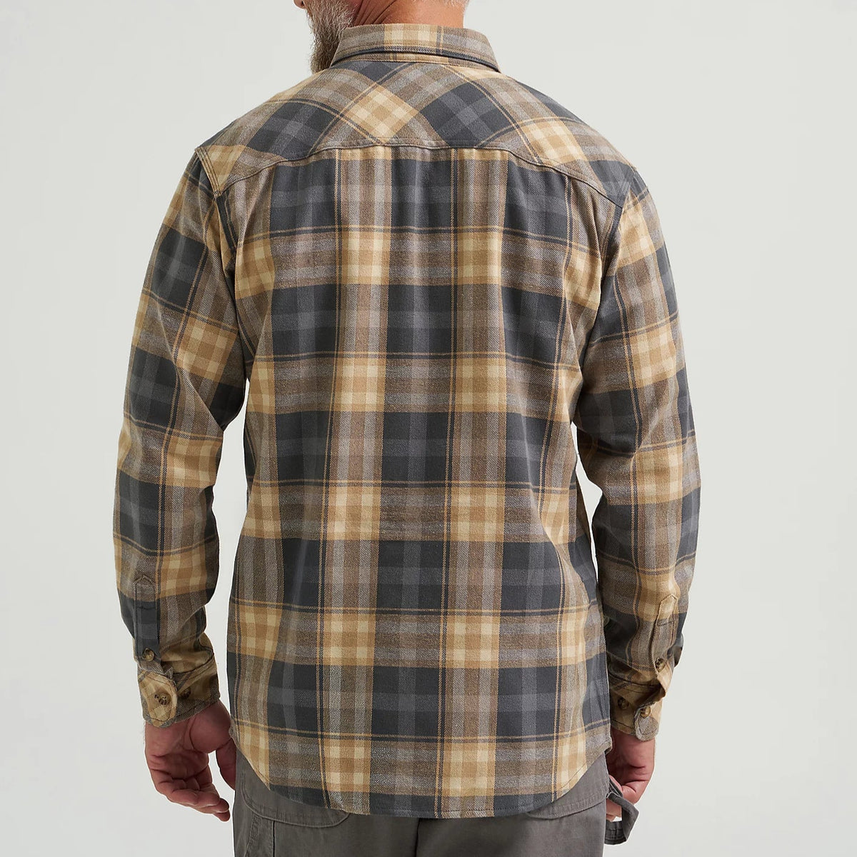 Wrangler Men's Riggs Workwear L/S Flannel Foreman Plaid Shirt in Asphalt (Available in Plus Sizes)