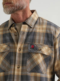 Wrangler Men's Riggs Workwear L/S Flannel Foreman Plaid Shirt in Asphalt (Available in Plus Sizes)