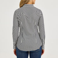 Wrangler Women's Retro L/S Western Snap Dress Shirt in Slate Stripe