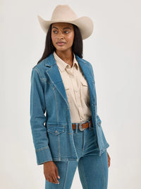 Wrangler Retro Women's L/S Poet Sleeve Western Shirt in Buff