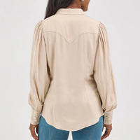 Wrangler Retro Women's L/S Poet Sleeve Western Shirt in Buff