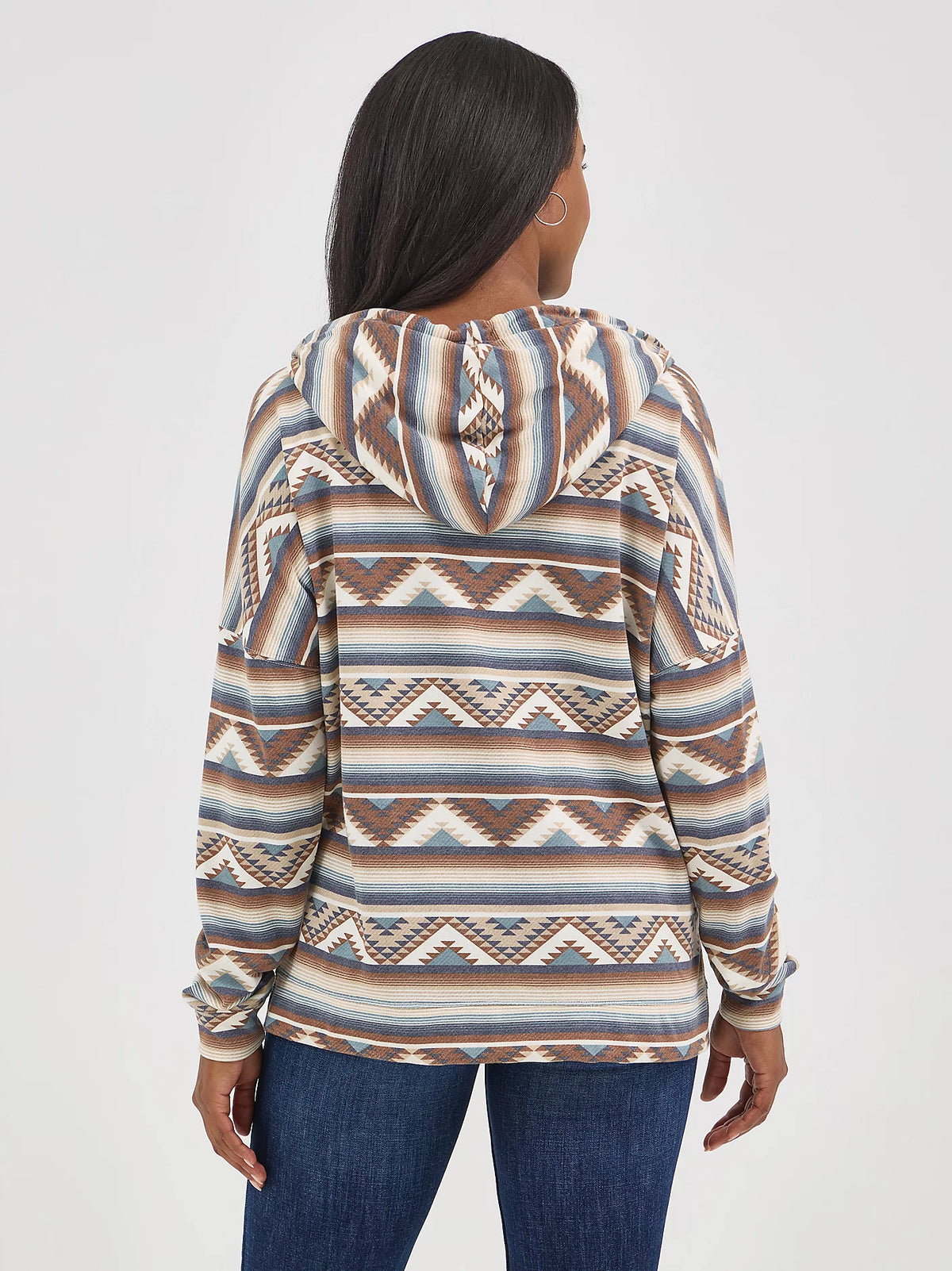 Wrangler Retro Women's Geometric Relaxed Pullover Hoodie in Brown