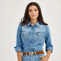 Wrangler Women's Retro L/S Denim Cowboy Snap Shirt
