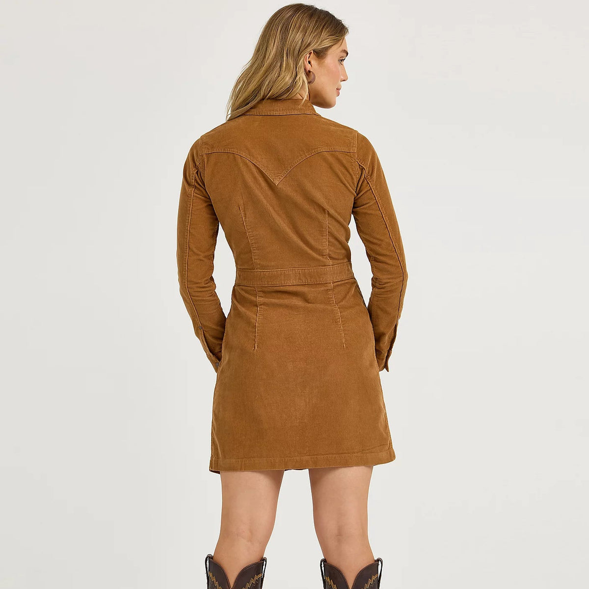 Wrangler Retro Women's L/S Corduroy Western Shirt Dress in Fawn