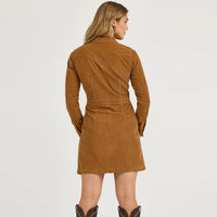 Wrangler Retro Women's L/S Corduroy Western Shirt Dress in Fawn