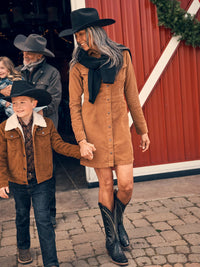 Wrangler Retro Women's L/S Corduroy Western Shirt Dress in Fawn