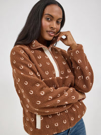 Wrangler Retro Women's Half Snap Sherpa Pullover in Brown