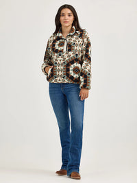 Wrangler Retro Women's Half Snap Sherpa Pullover in Green