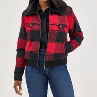 Wrangler Retro Women's Lined Bomber in Red Buffalo
