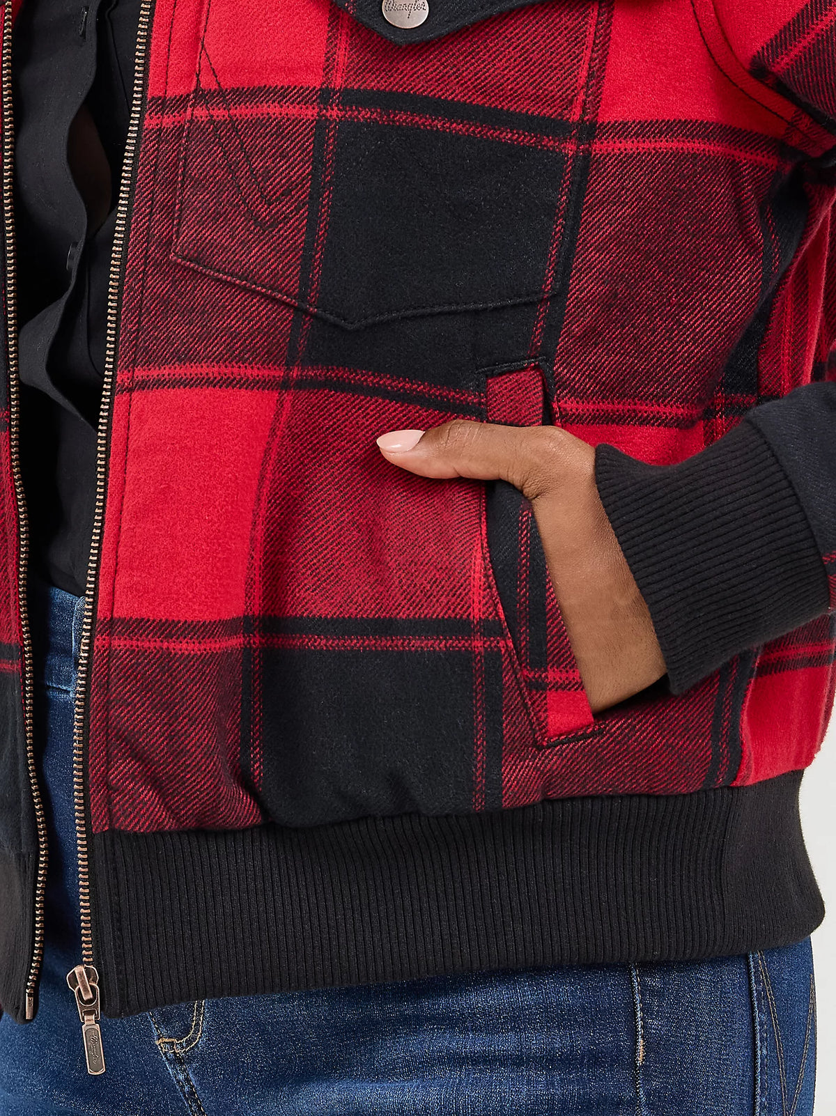 Wrangler Retro Women's Lined Bomber in Red Buffalo