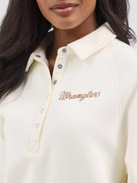 Wrangler Retro Women's Half-Snap Collared Pullover in Cream