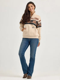 Wrangler Retro Women's Western Quarter Zip Sweatshirt in Cream