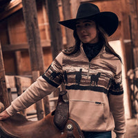 Wrangler Retro Women's Western Quarter Zip Sweatshirt in Cream