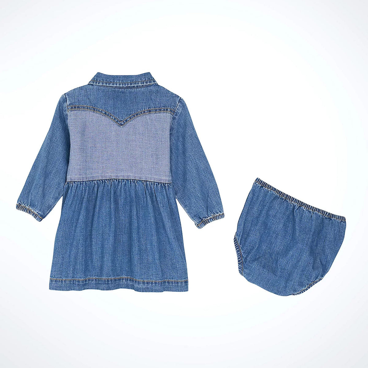 Wrangler Baby & Toddler Girl's L/S Western Snap Dress in Mid Denim