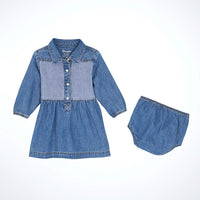 Wrangler Baby & Toddler Girl's L/S Western Snap Dress in Mid Denim