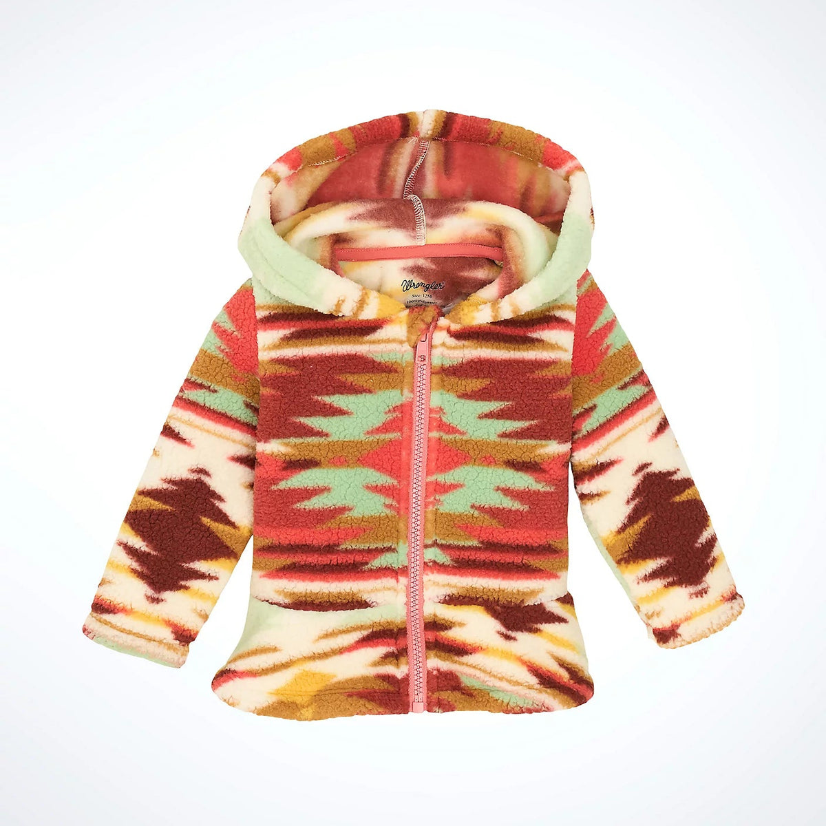 Wrangler Baby & Toddler Girl's Aztec Ruffle Hem Sherpa Zip Jacket in Green