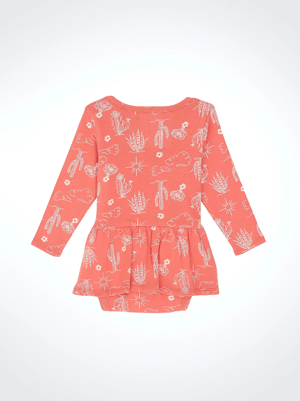 Wrangler Baby Girl's L/S Desert Icons Skirted Bodysuit in Coral