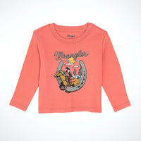 Wrangler Baby and Toddler Girl's L/S Western Graphic Tee in Coral