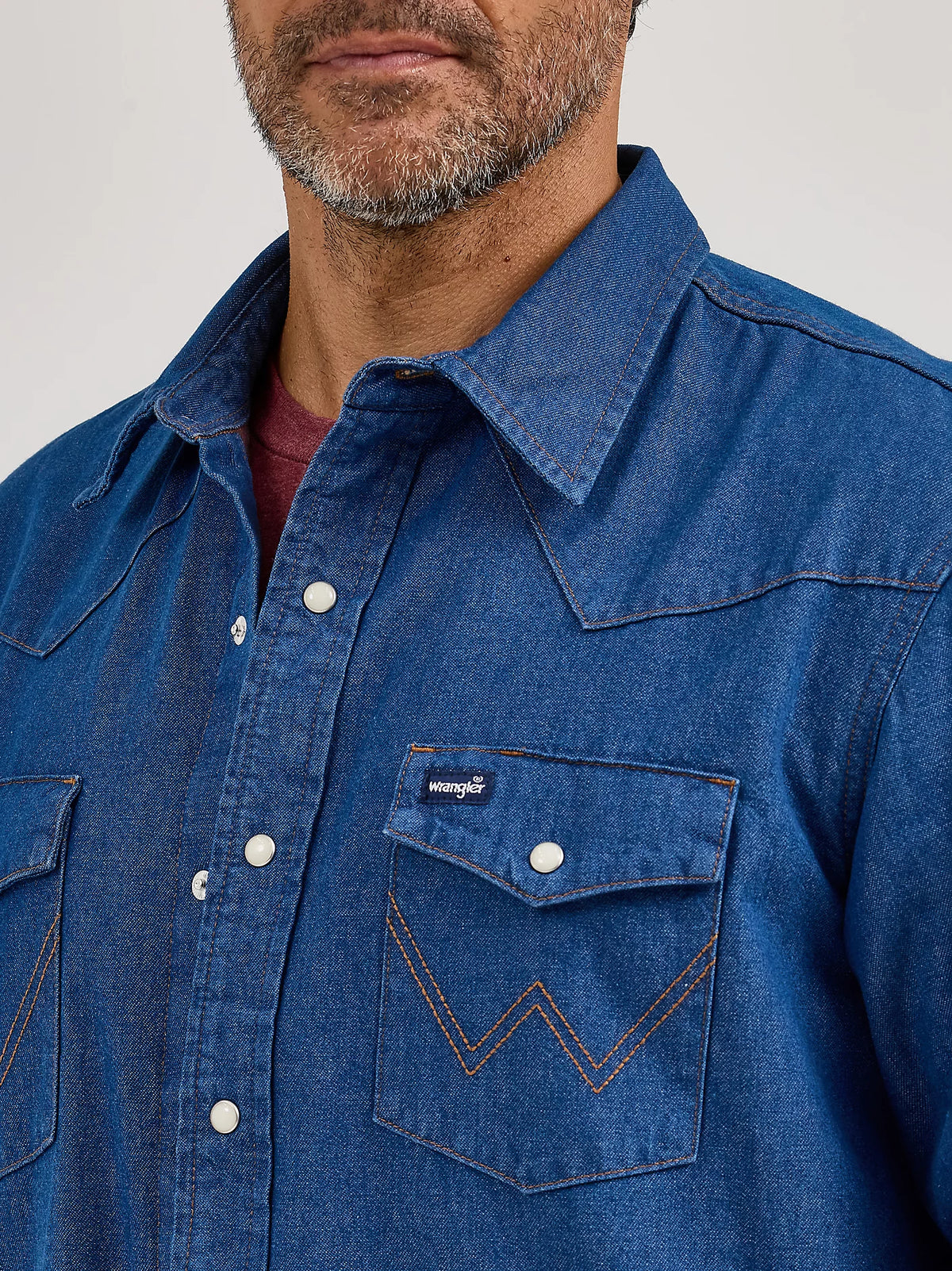 Wrangler Men's L/S Flannel Lined Work Shirt in Blue Denim (Available in Plus Sizes)