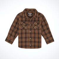 Wrangler Baby & Toddler Boy's L/S  Western Plaid Snap Shirt in Mocha Brown
