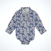 Wrangler Baby Boy's L/S Western Snap Bodysuit in Atlantic Paisley