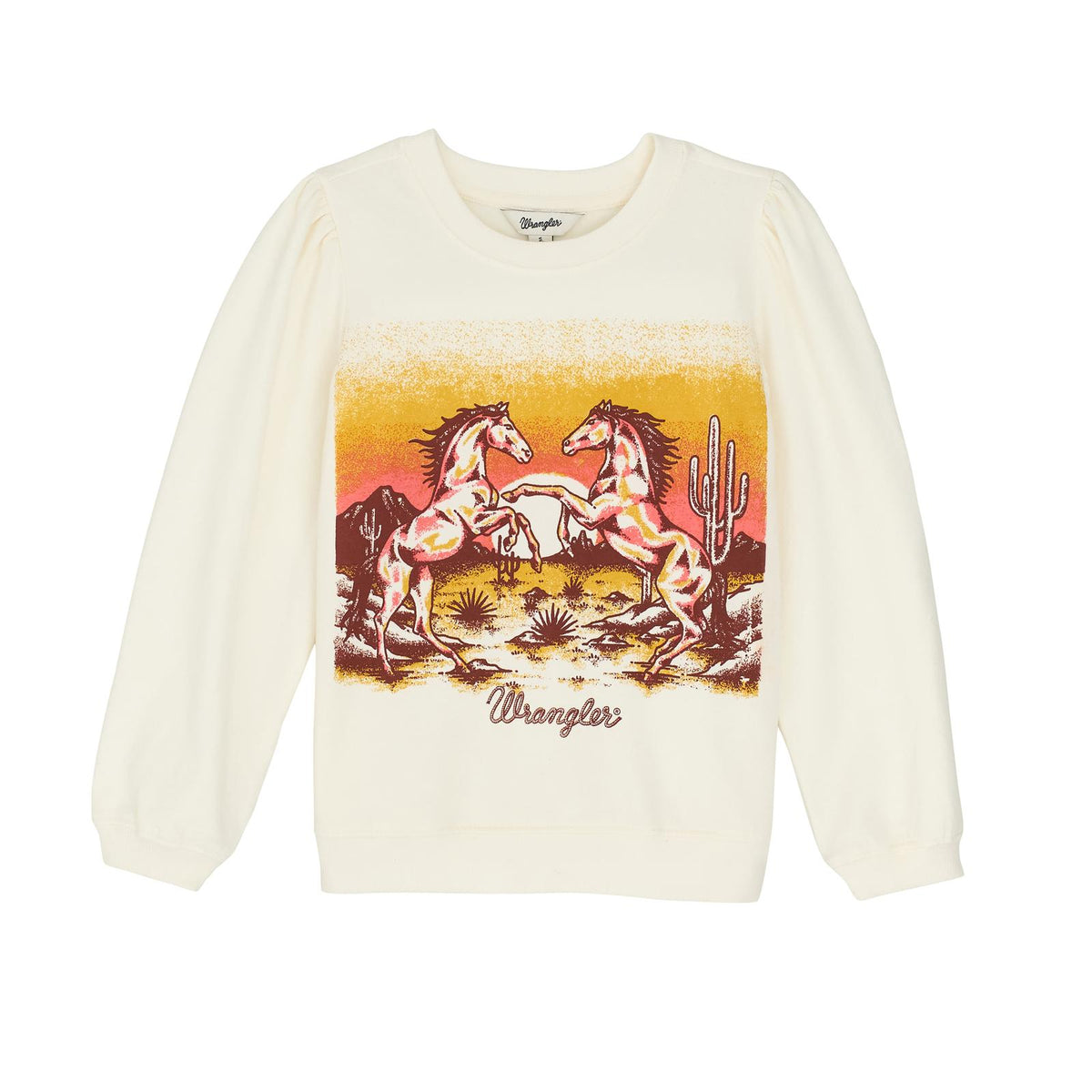 Wrangler Girl's Sunset Horse Crewneck Sweatshirt in White