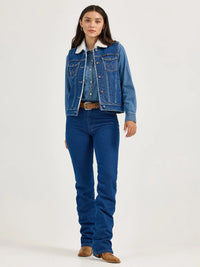 Wrangler Women's Sherpa Lined Denim Vest in Mid